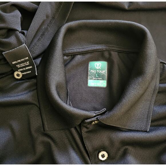 PRO TOUR Golf Short Sleeve Polo SHIRT Black Air Play Men's Size Large - Picture 3 of 5
